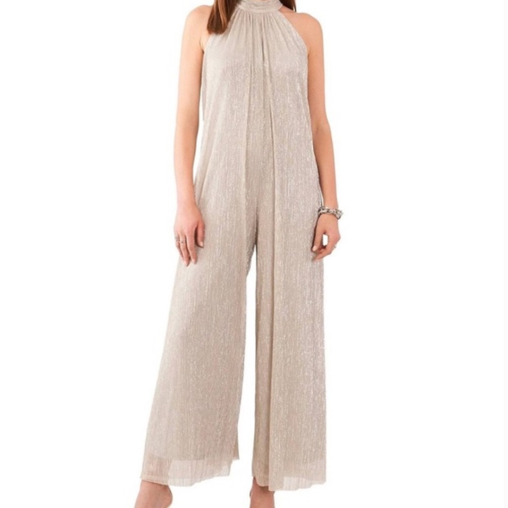 Express Silver wide leg halter jumpsuit